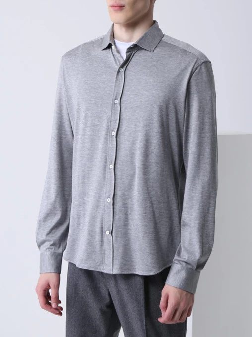 Рубашка Leisure Fit из шелка и хлопка BRUNELLO CUCINELLI
