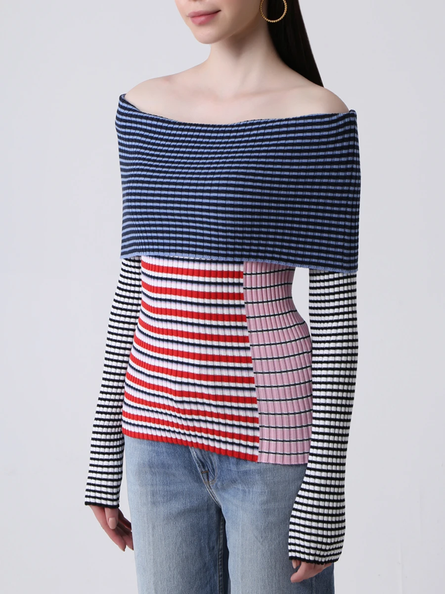 Свитер хлопковый в полоску