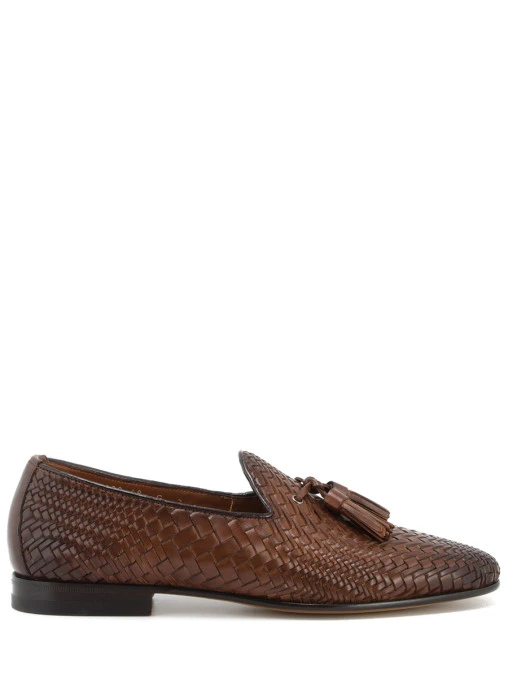 Лоферы плетеные кожаные SANTONI