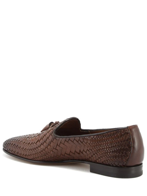 Лоферы плетеные кожаные SANTONI