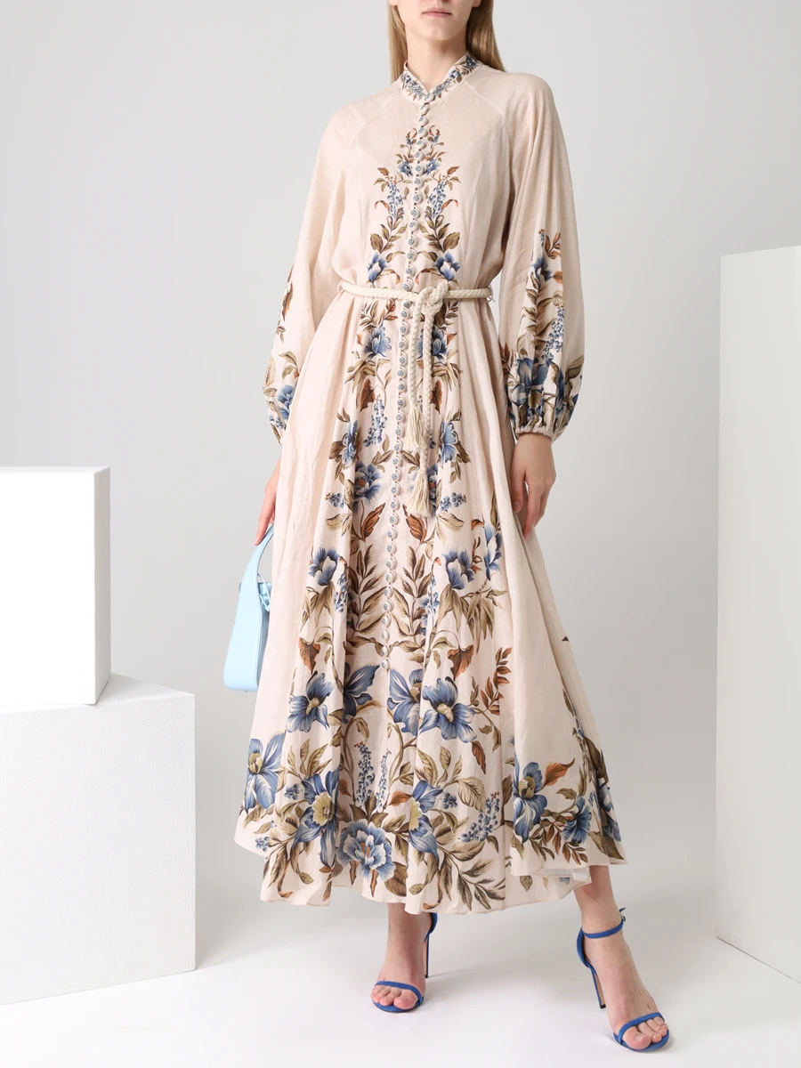 Платье льняное с принтом