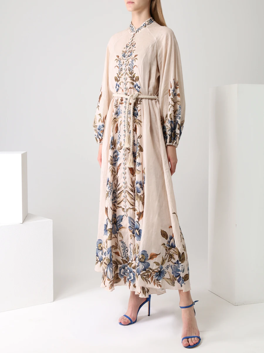 Платье льняное с принтом