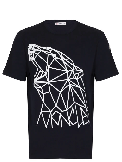 Футболка хлопковая с принтом MONCLER