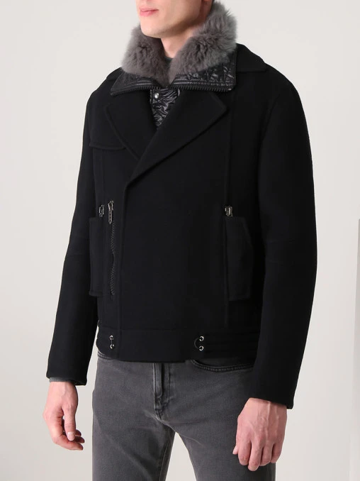 Пальто комбинированное с мехом ERMANNO SCERVINO