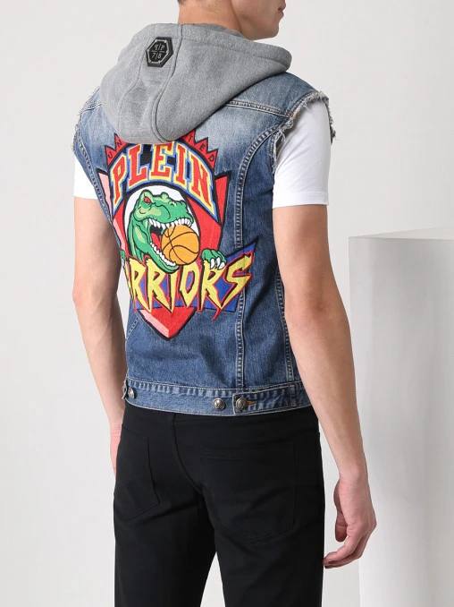 Жилет джинсовый с капюшоном PHILIPP PLEIN