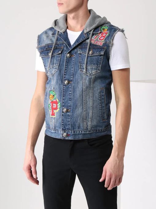 Жилет джинсовый с капюшоном PHILIPP PLEIN