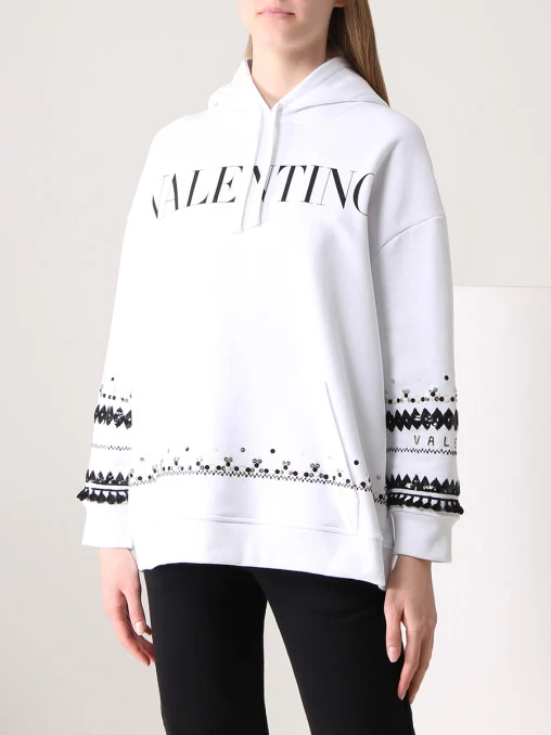 Худи хлопковое с принтом VALENTINO