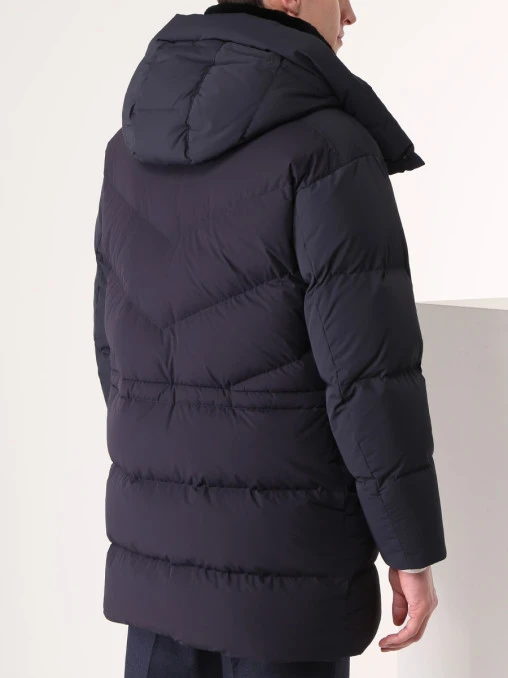 Пуховик стеганый с мехом бобра KITON
