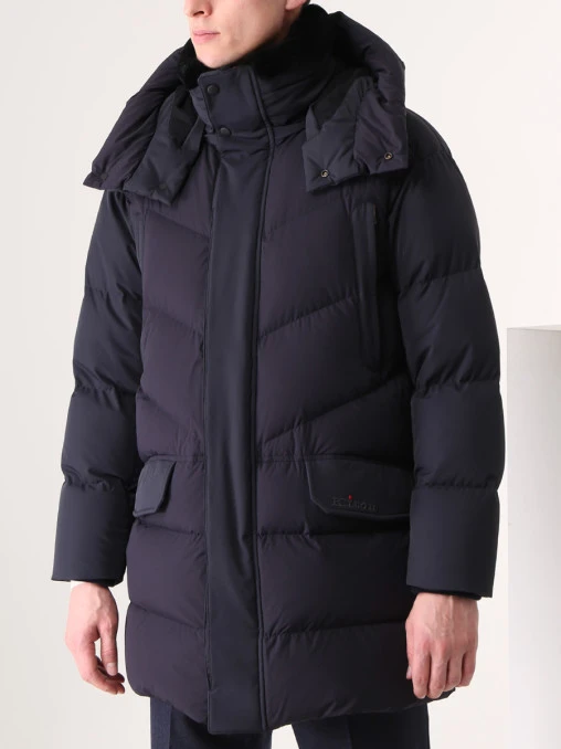 Пуховик стеганый с мехом бобра KITON