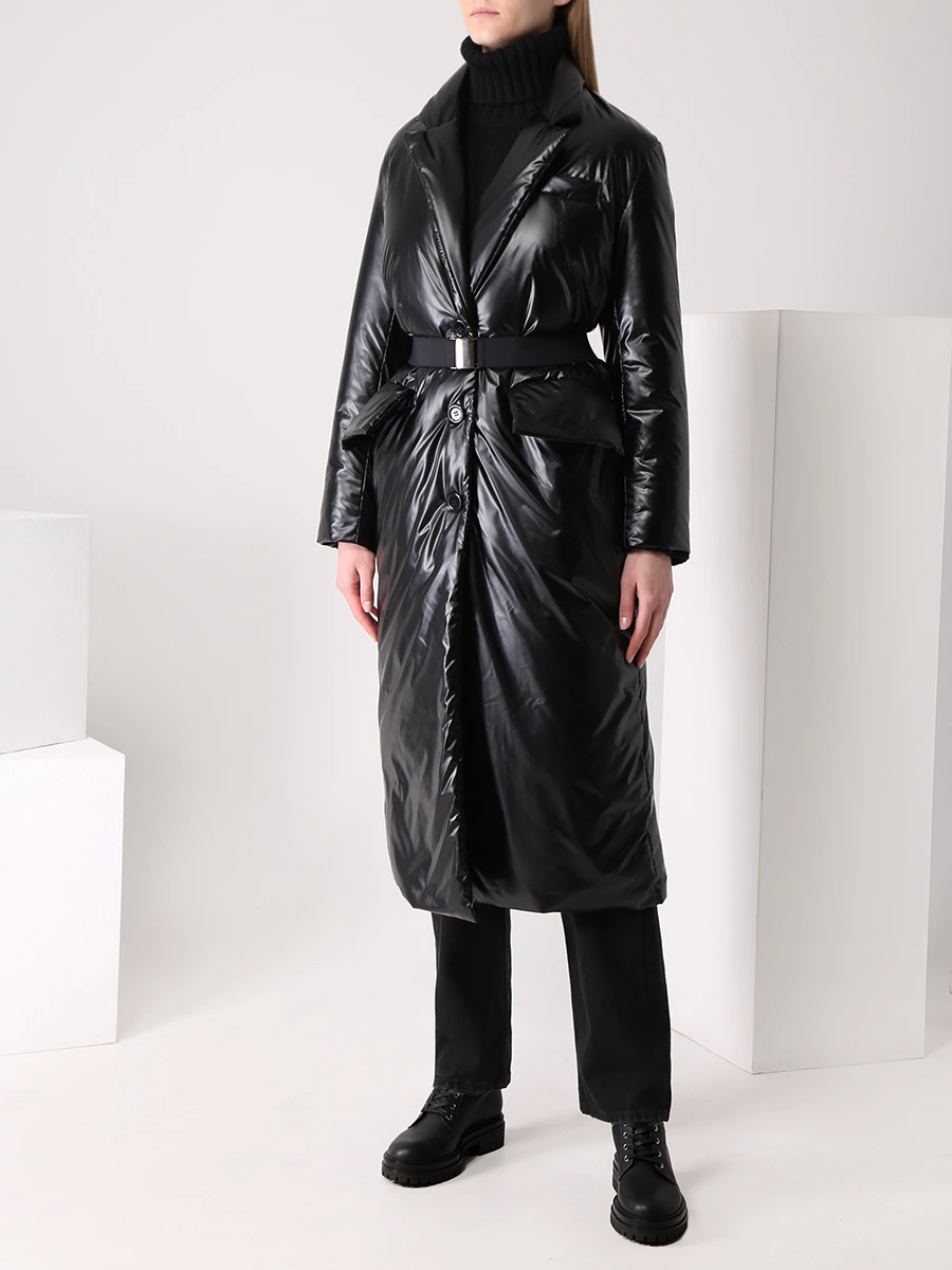 Пуховик-пальто с поясом