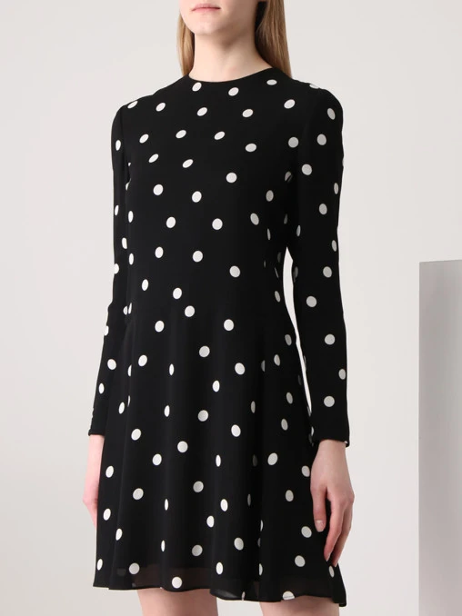 Платье из вискозы в горох SAINT LAURENT