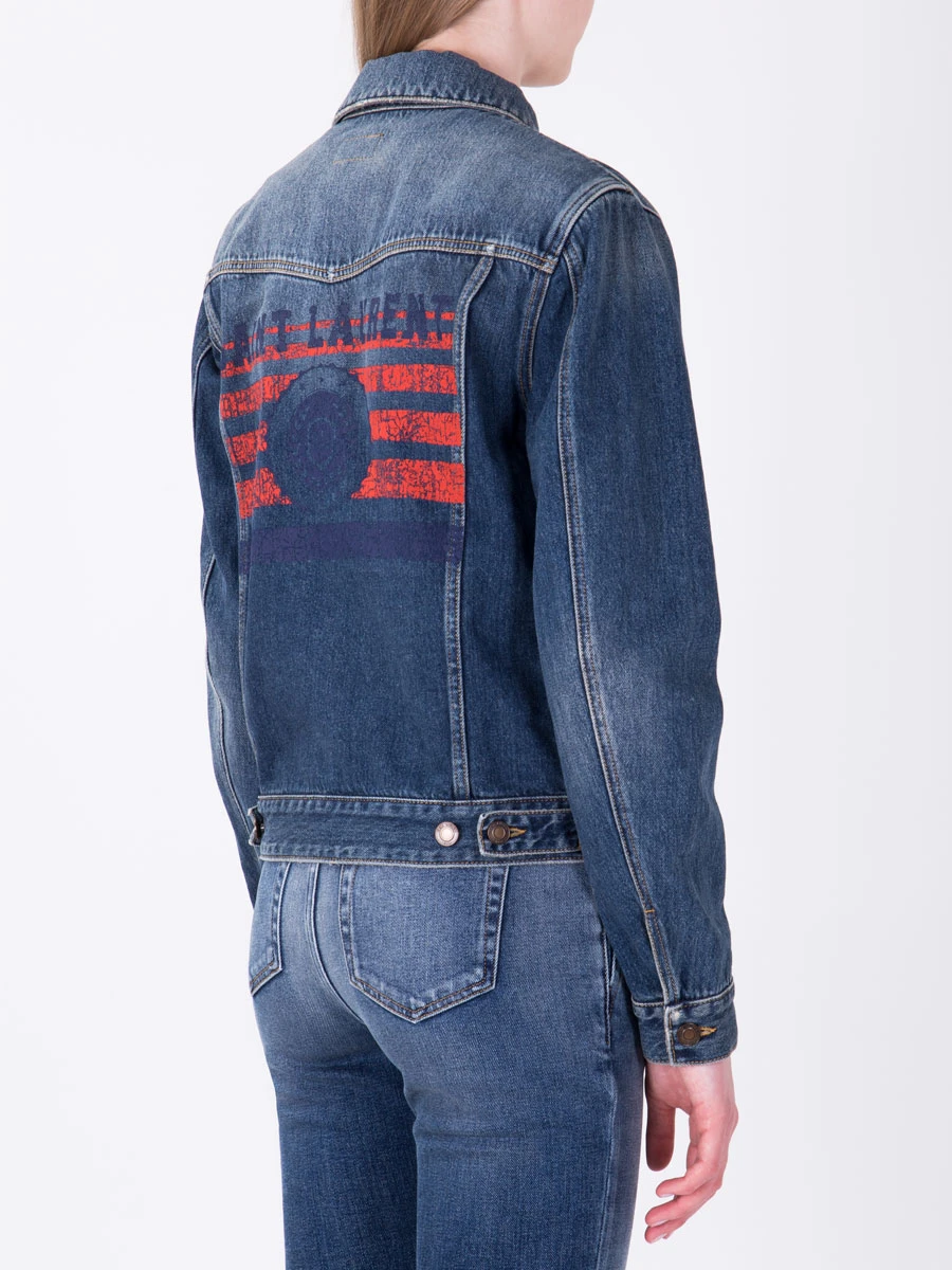 Джинсовая куртка с принтом от SAINT LAURENT за 133 400 рублей (цвет: деним,артикул: 530526 YC868 4255) - купить в интернет-магазине VipAvenue