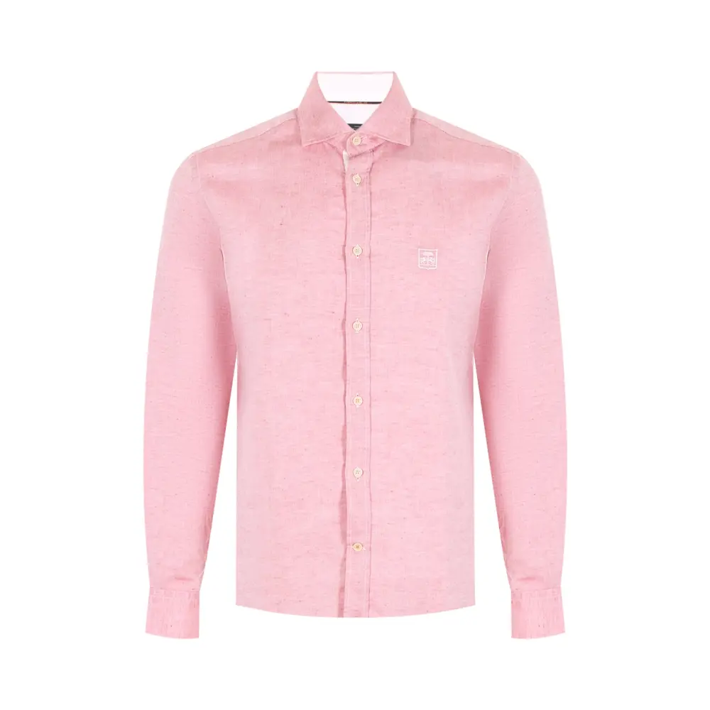 Рубашка Slim Fit из хлопка и льна