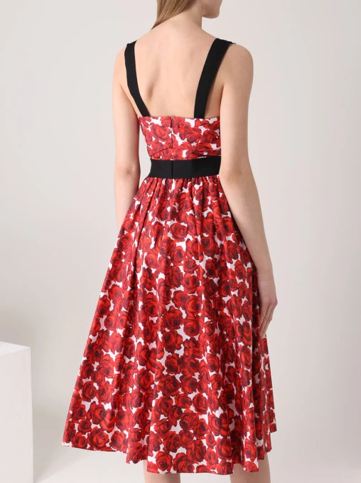 Сарафан хлопковый с принтом CAROLINA HERRERA