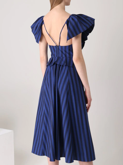 Платье хлопковое в полоску CAROLINA HERRERA
