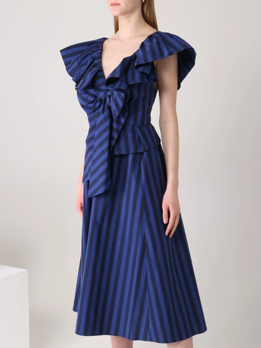 Платье хлопковое в полоску CAROLINA HERRERA