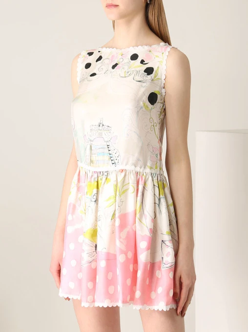 Платье шелковое с принтом RED VALENTINO