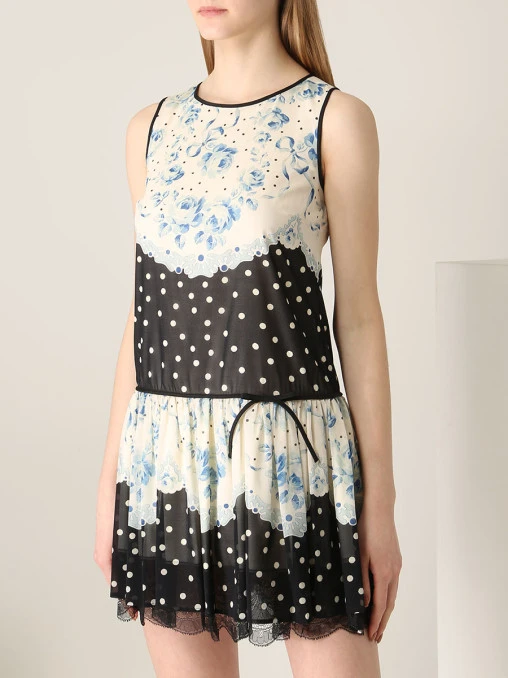 Платье шелковое с принтом RED VALENTINO