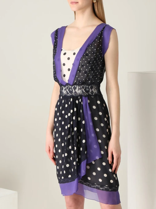 Платье шелковое в горох ALBERTA FERRETTI