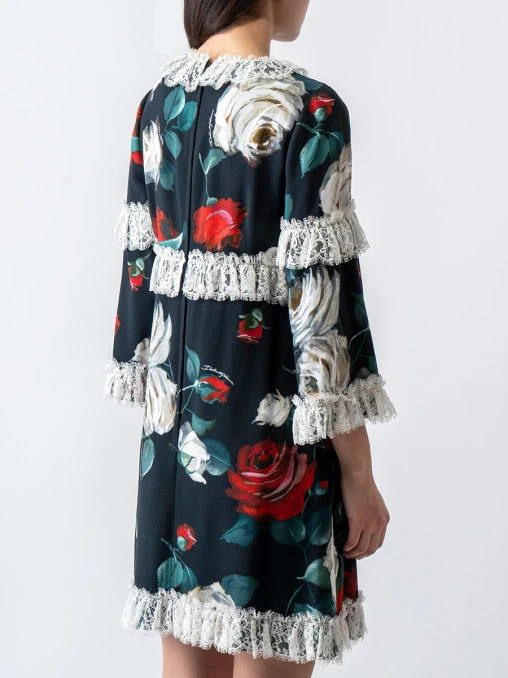 Платье из вискозы с цветочным принтом DOLCE & GABBANA