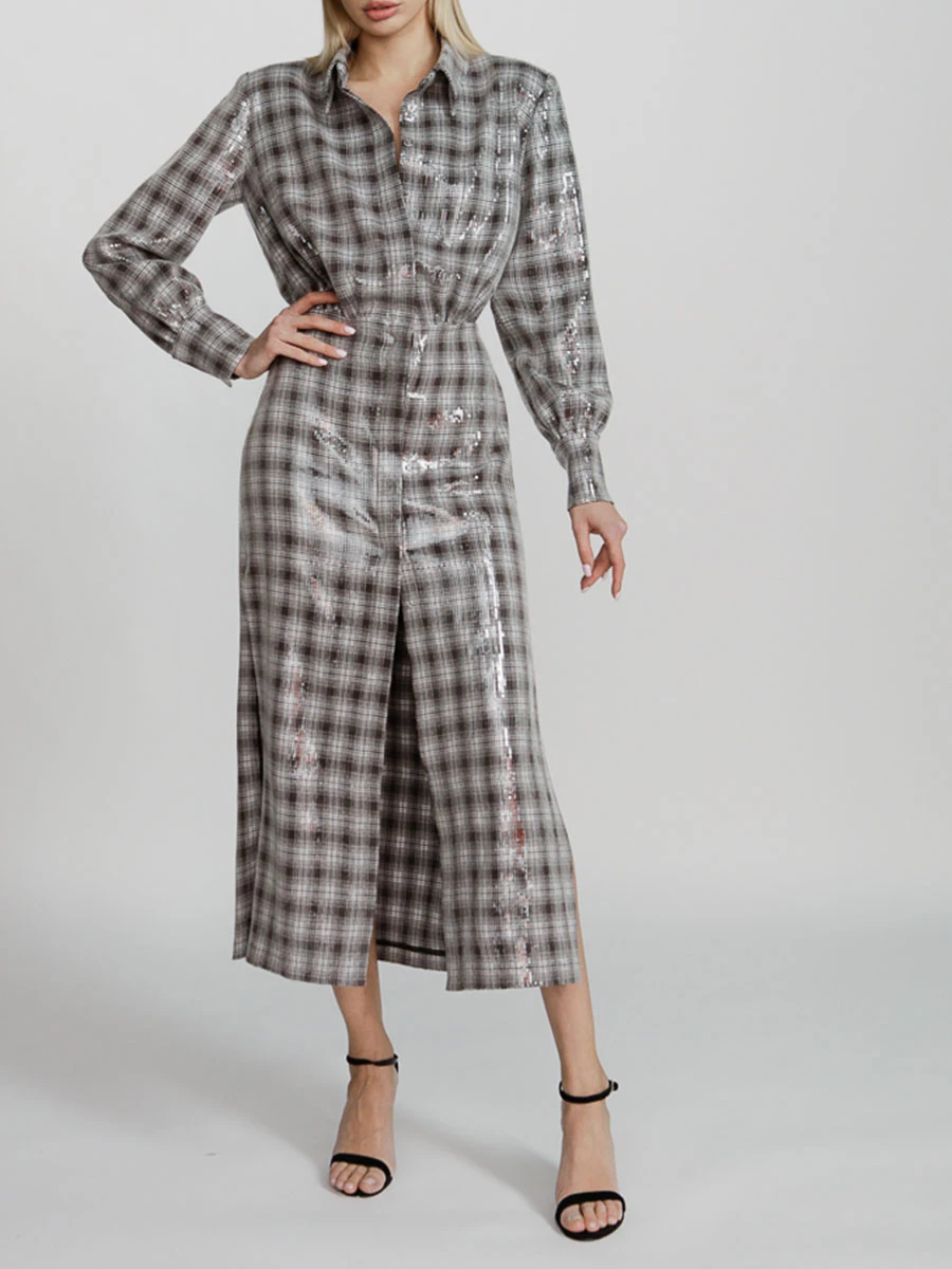 Платье-рубашка с пайетками