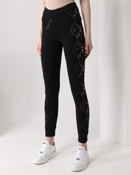 Джоггеры хлопковые с кружевом PHILIPP PLEIN