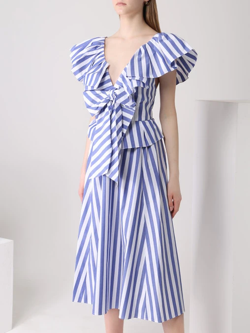 Платье хлопковое в полоску CAROLINA HERRERA