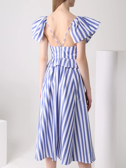 Платье хлопковое в полоску CAROLINA HERRERA