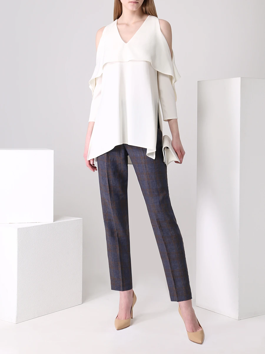 Брюки льняные в клетку