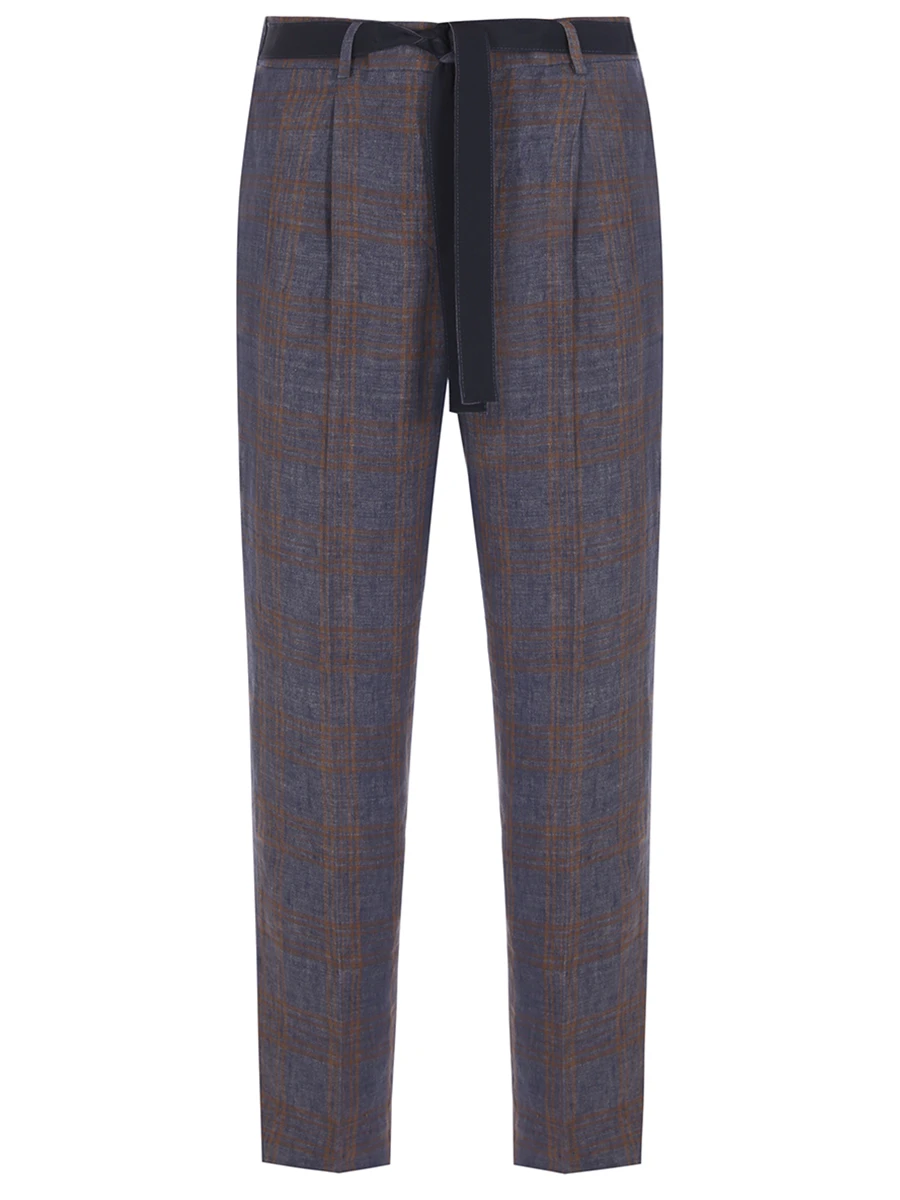 Брюки льняные в клетку