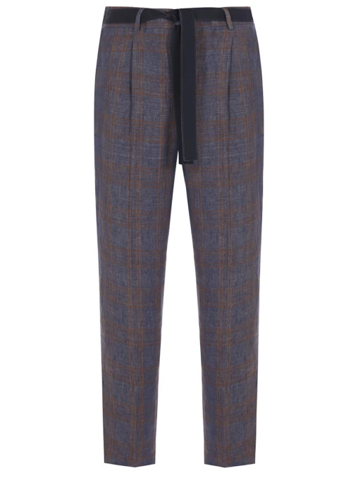 Брюки льняные в клетку CAPPELLINI