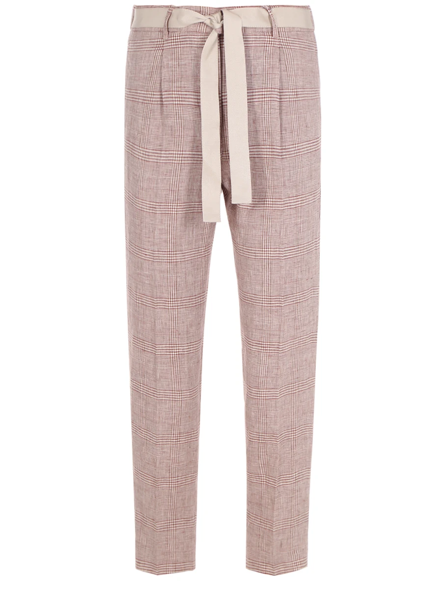 Брюки льняные в клетку