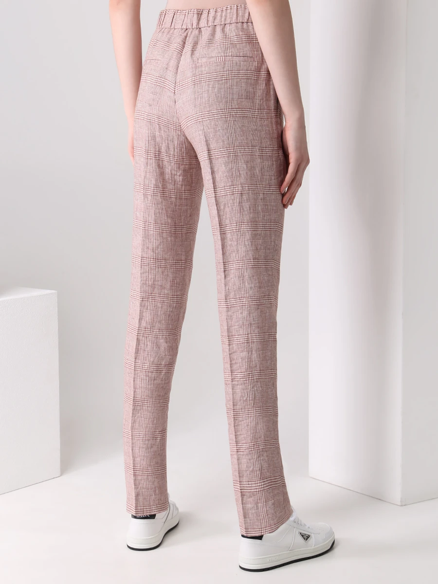 Брюки льняные в клетку