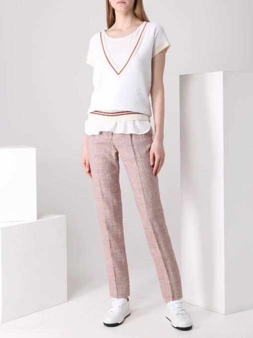 Брюки льняные в клетку CAPPELLINI