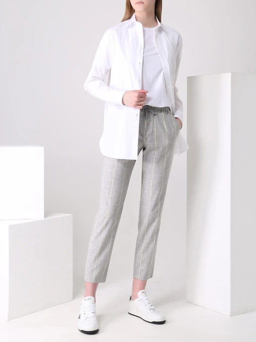 Брюки шерстяные в полоску LORENA ANTONIAZZI