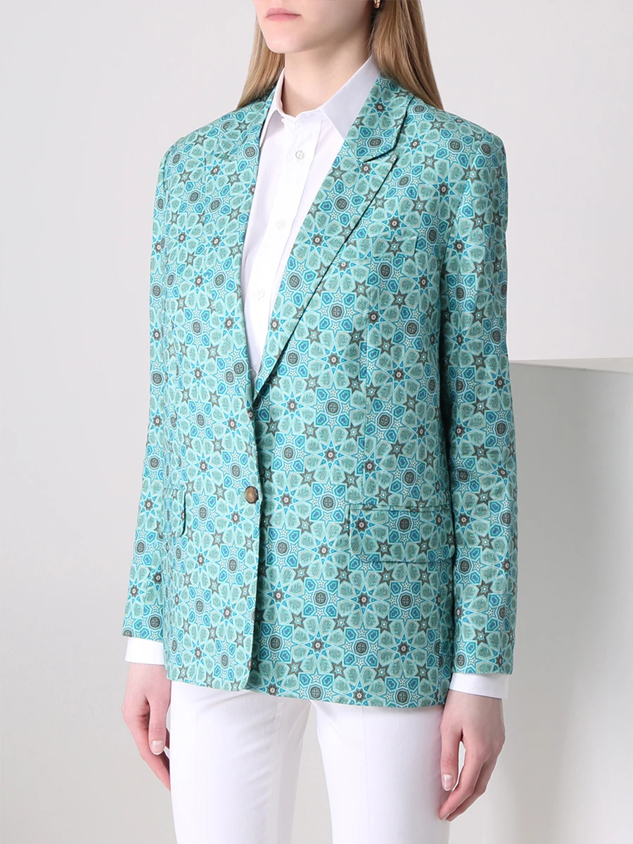 Пиджак льняной с принтом