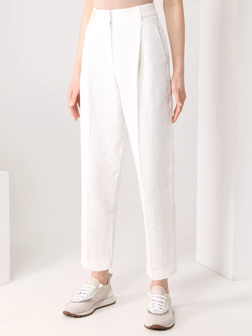 Брюки льняные Volume BRUNELLO CUCINELLI