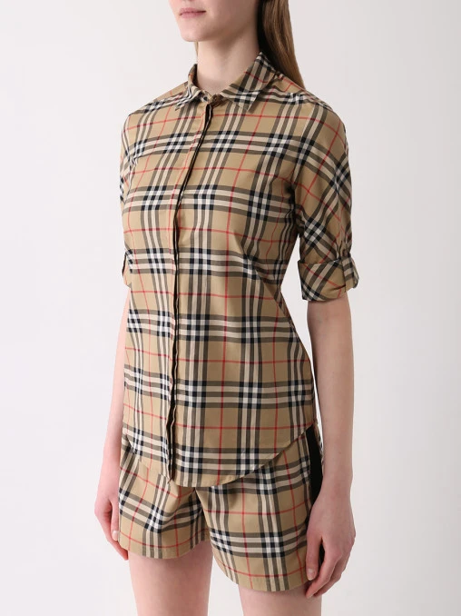 Рубашка хлопковая в клетку BURBERRY
