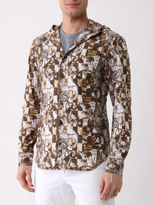 Рубашка хлопковая с капюшоном KITON