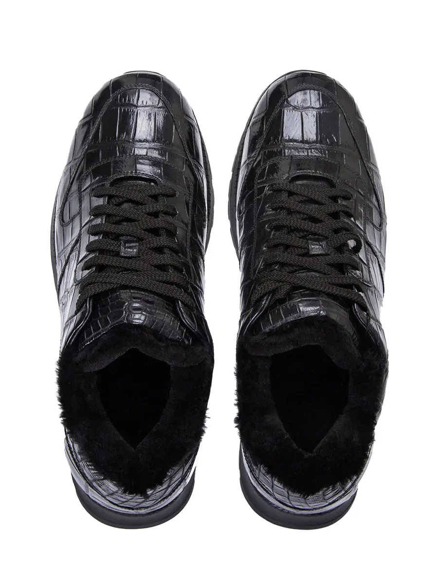 Кроссовки из кожи крокодила на меху