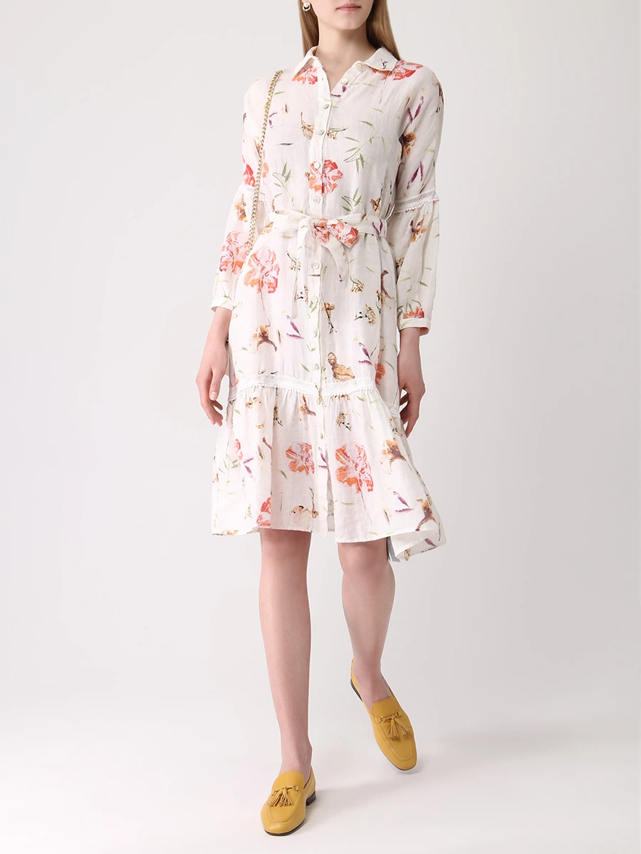 Платье льняное с принтом