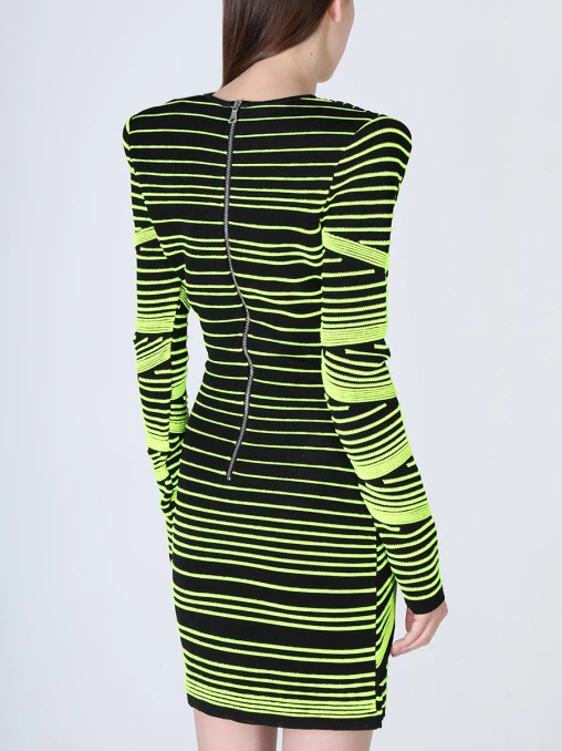 Платье с неоновыми полосами BALMAIN