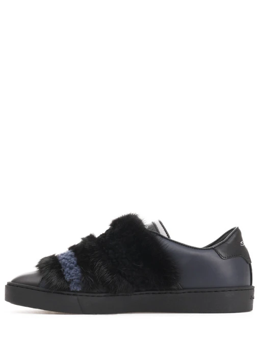 Кожаные кеды с декором SANTONI