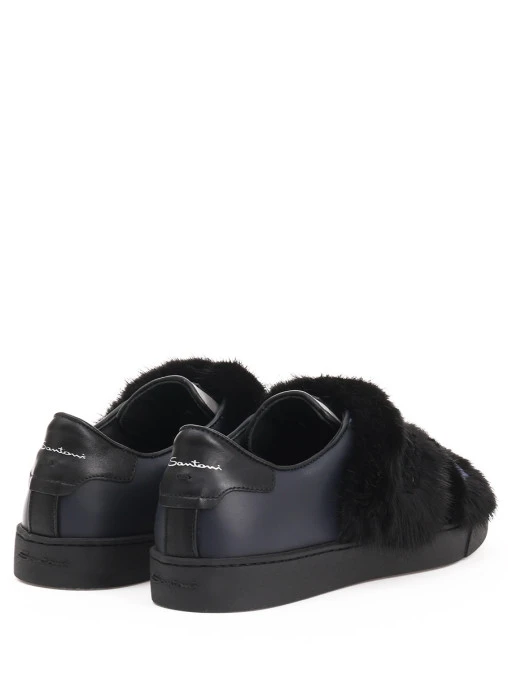 Кожаные кеды с декором SANTONI