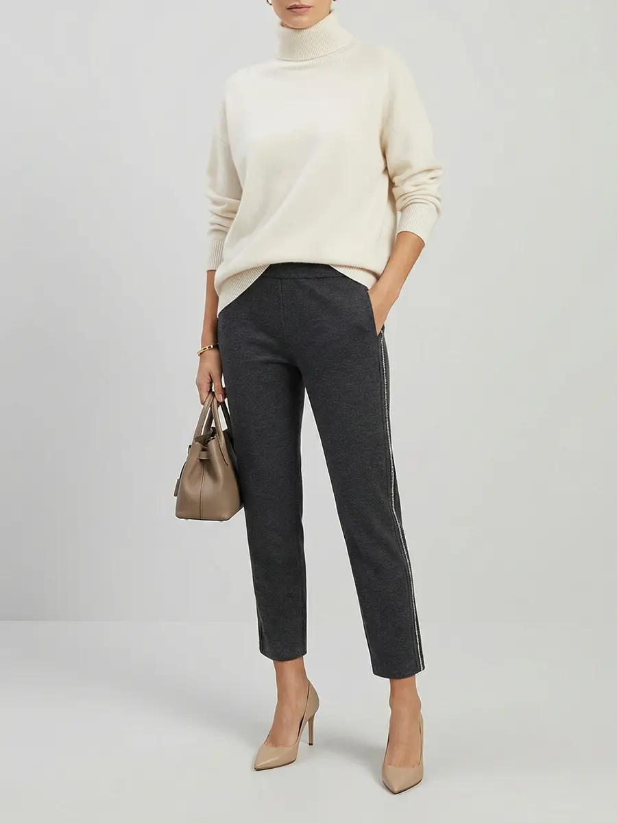 Брюки из кашемира с лампасами