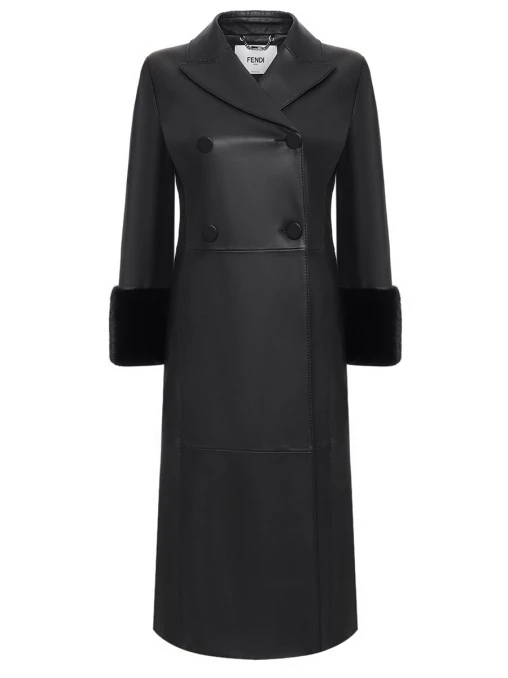 Пальто кожаное FENDI