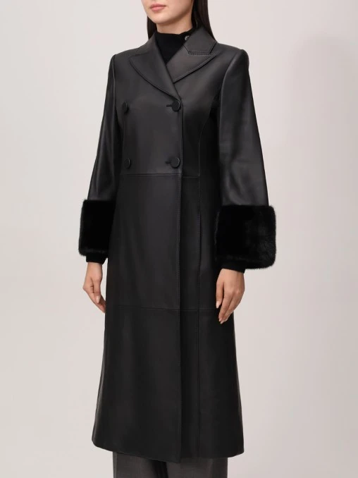Пальто кожаное FENDI