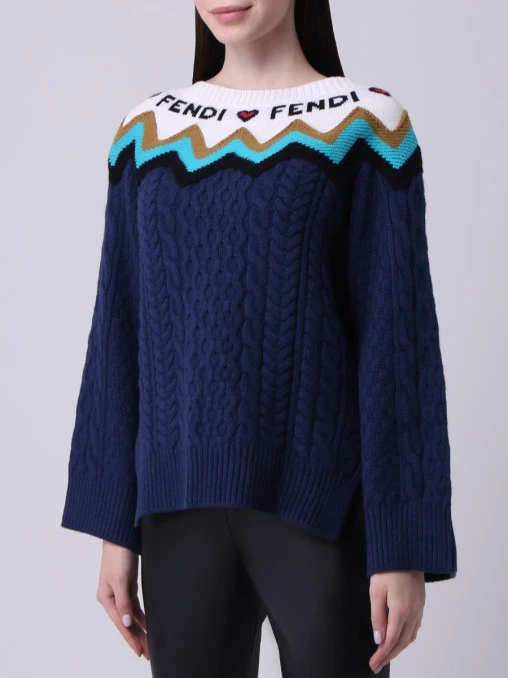 Свитер шерстяной с узором FENDI