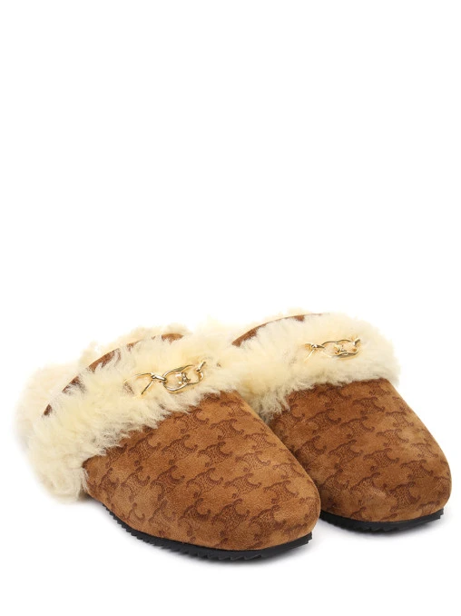 Мюли из замши на меху CELINE