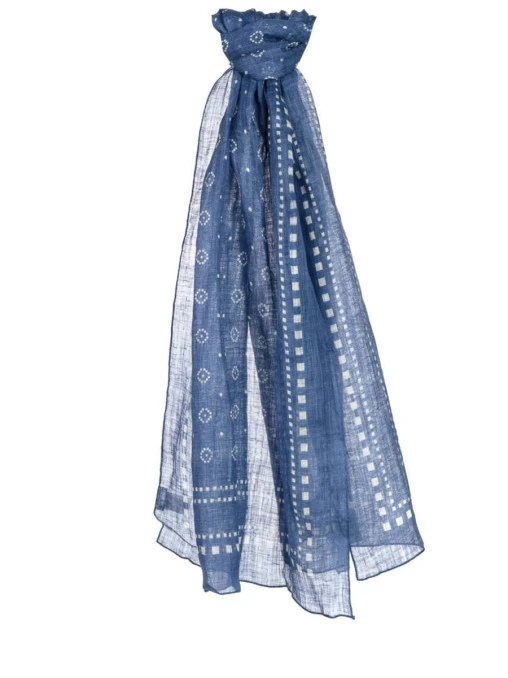 Палантин льняной с принтом BRUNELLO CUCINELLI